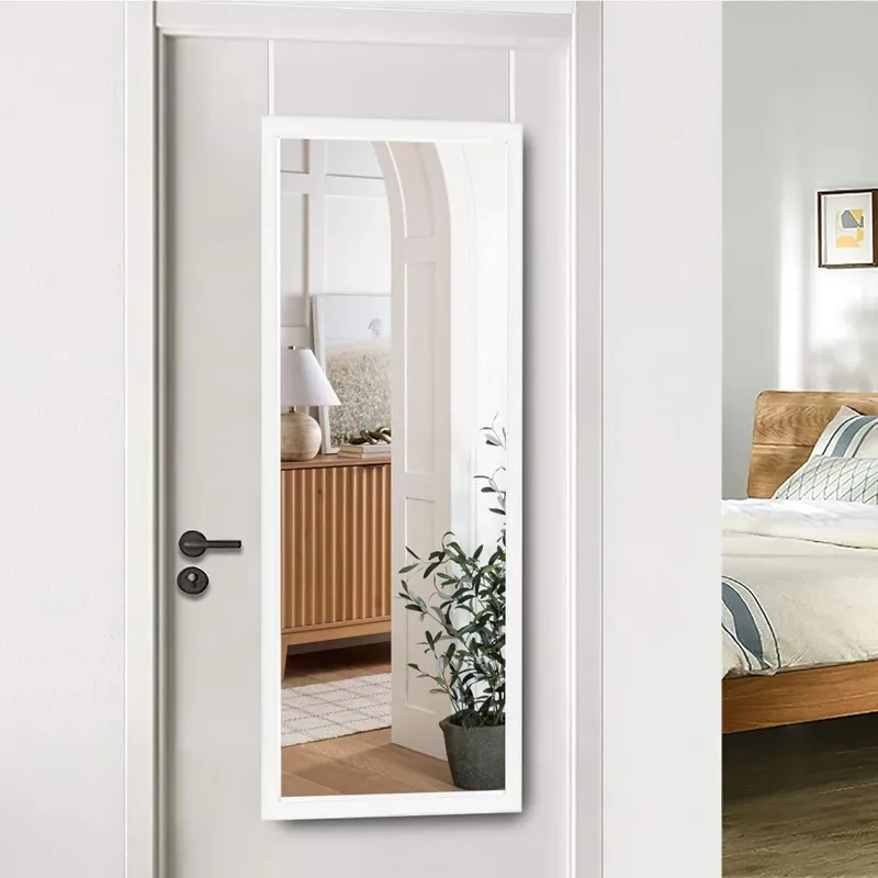 Oglindă cu cadru alb din lemn MDF pentru ușă, 30x90 cm – poza 3