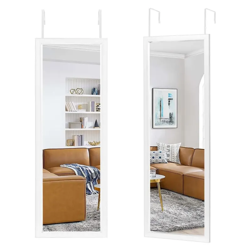 Oglindă cu cadru alb din lemn MDF pentru ușă, 30x90 cm – poza 4