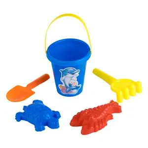 Găleată de plajă cu model delfin, Ø10x11cm, set 5 piese