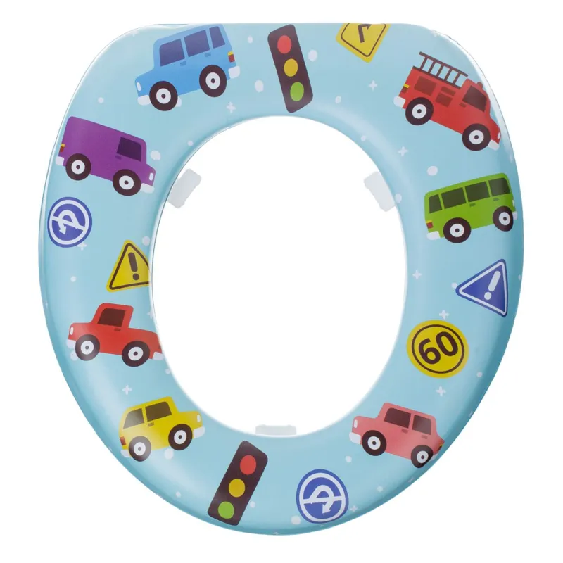 Reductor WC pentru copii, 29x27 cm, Albastru cu vehicule