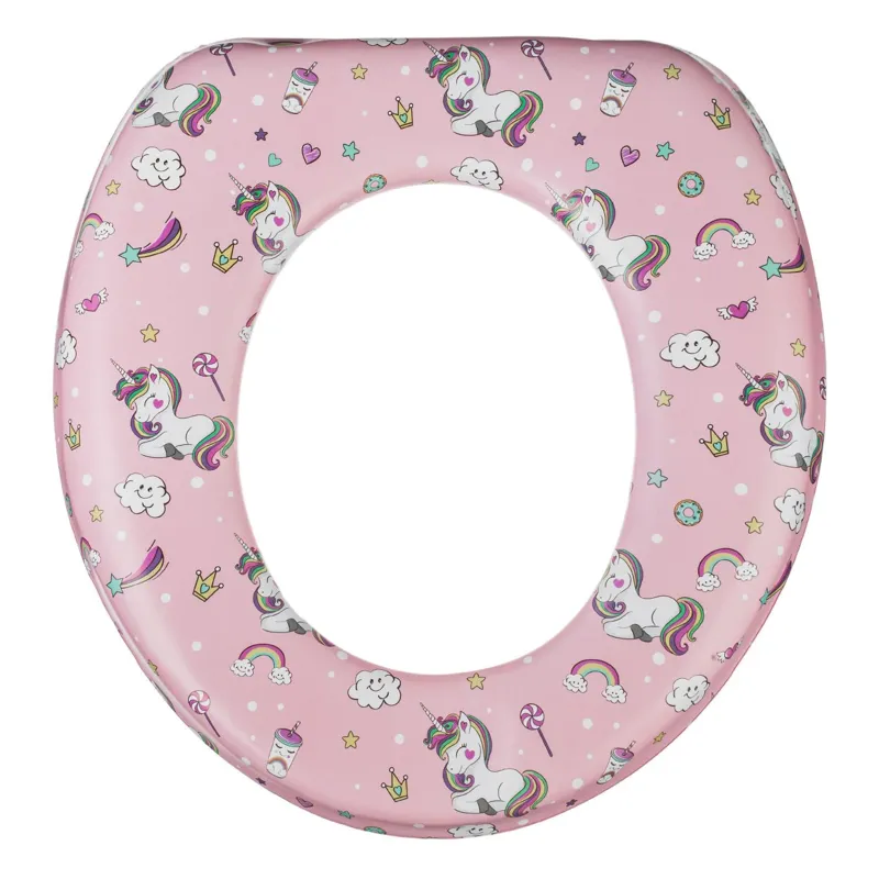 Reductor WC pentru copii, Roz cu Unicorni, 29x27cm