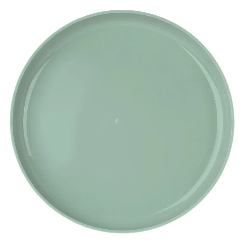 Farfurie din plastic verde menta cu dungi, diametru 21.5cm