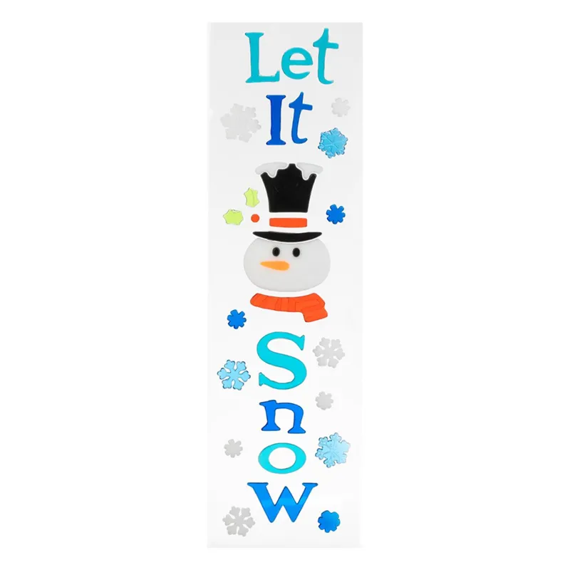 Autocolante gel Let it Snow și om de zăpadă pentru decorarea ferestrelor