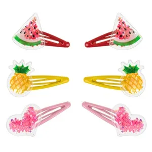 Clame de Par pentru Copii cu Modele Fructe si Inima, 6 Bucati, 6 cm – poza 2