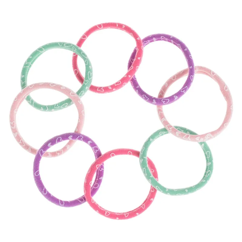 Elastice de par frotte cu imprimeu inimi pentru copii, set de 8 bucati, multicol