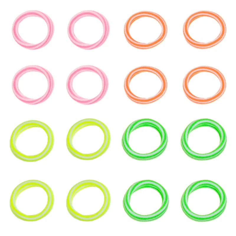 Set 16 Elastice de Păr Frotte Neon cu Dungi pentru Copii – poza 2
