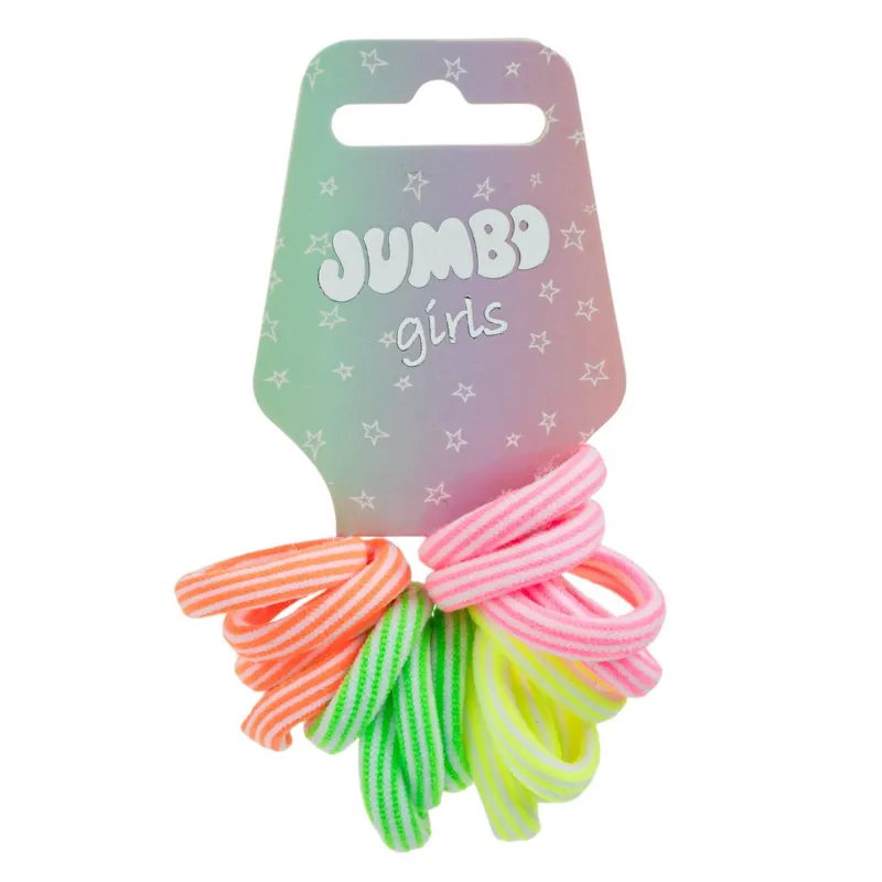 Set 16 Elastice de Păr Frotte Neon cu Dungi pentru Copii – poza 3