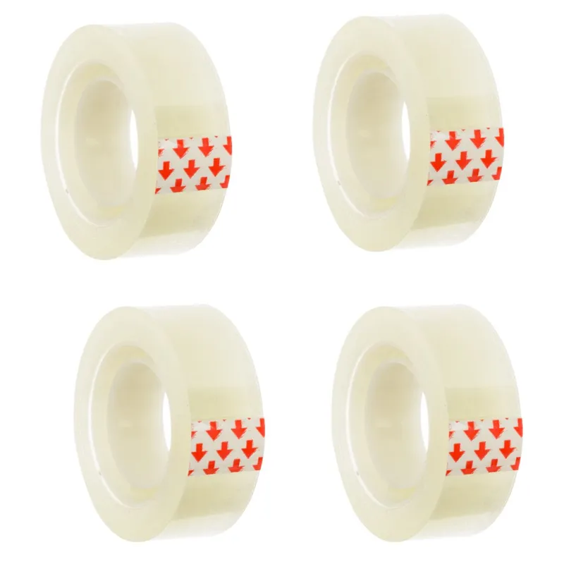 Benzi adezive transparente, 4 bucăți, 25m x 18mm, cu tăiere manuală