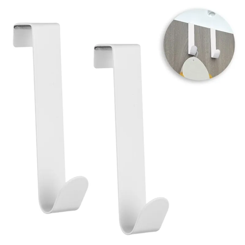 Carlige metalice albe pentru usi si dulapuri, 2 bucati, 2x12 cm