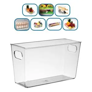 Organizator plastic transparent pentru frigider și congelator 26x10x16cm