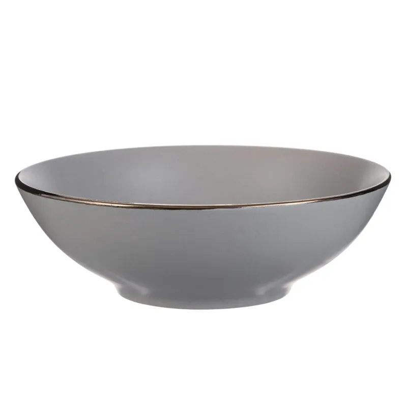 Bol Ceramic Gri Metallic cu Diametru 23.5cm