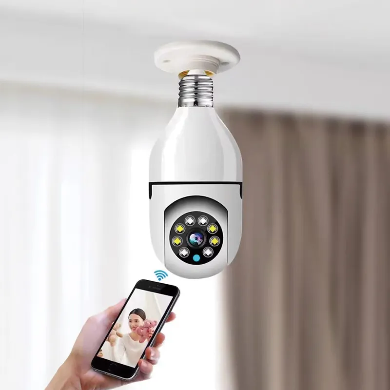Bec cu camera de supraveghere WiFi, E27, rotatie 360°, alb