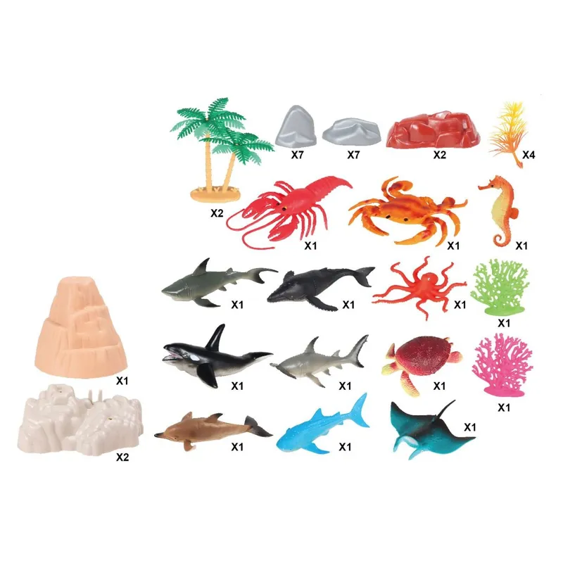 Set Figurine Animale Marine, 40 Bucăți, Multicolor pentru Copii