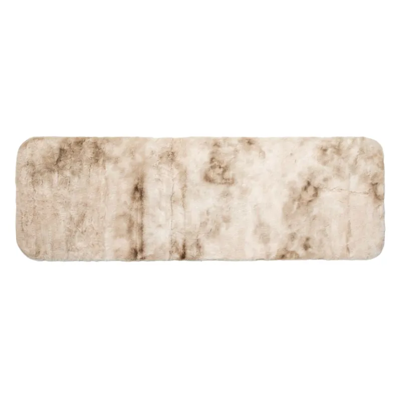 Covoras Decorativ din Imitatie de Blana, Bej-Alb, 150x50 cm, pentru Hol