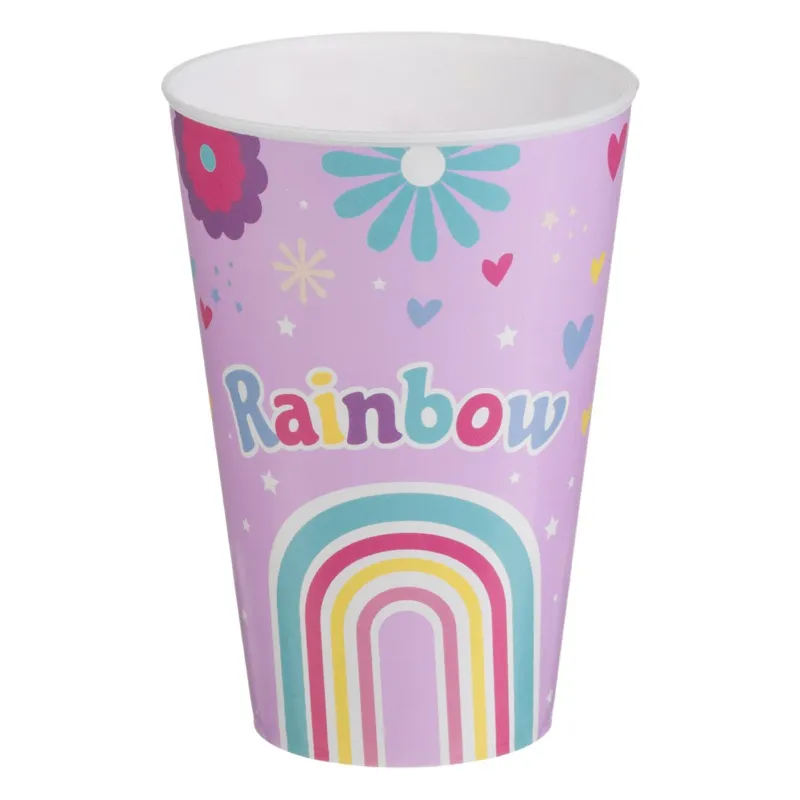 Pahar din Plastic cu Imprimeu Rainbow, 400ml