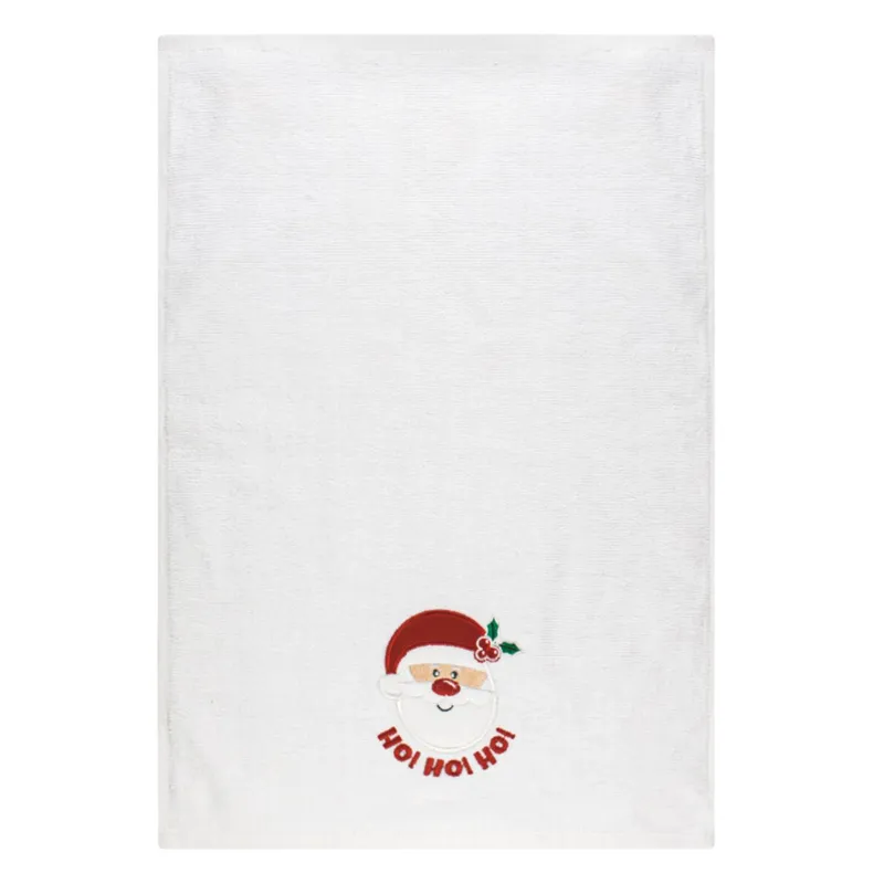 Prosop de Maini Bumbac Alb cu Mos Craciun Brodat 60x40cm