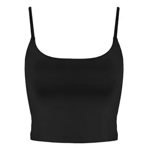 Crop Top Negru cu Bretele pentru Femei - Mărime Unică