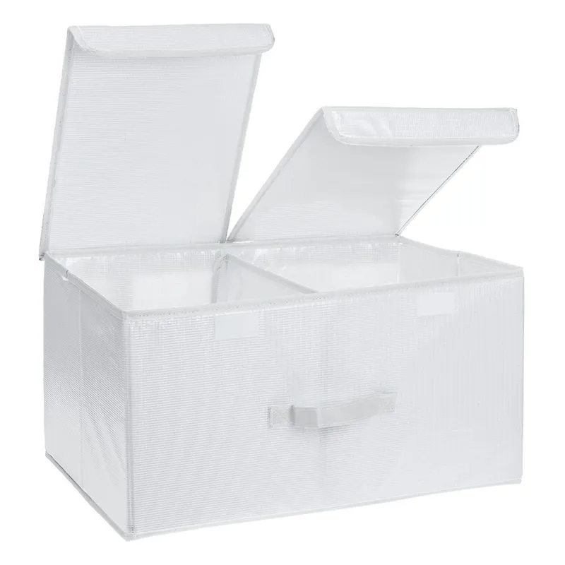 Cutie de depozitare cu capac dublu și separator, 35x25x16 cm, albă