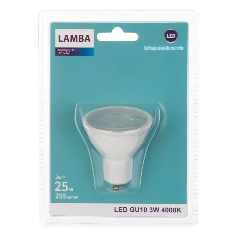 Bec LED GU10 3W, Lumină Albă Neutră