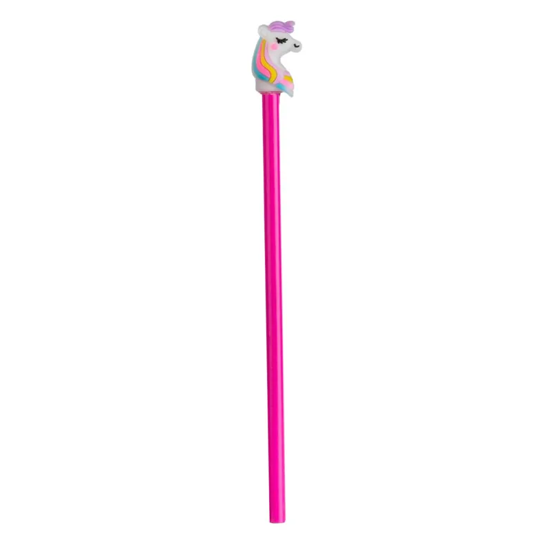 Creion cu Topper Unicorn, Roz, 20 cm
