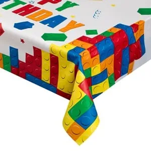 Fata de Masă Plastic Cuburi Colorate Tema Zi de Naștere 180x120cm