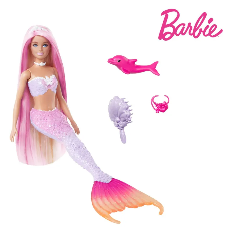 Papusa sirena cu transformare magica, roz, 3+