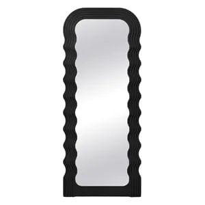 Oglindă de perete cu cadru ondulat, neagră, 46x110 cm – poza 2