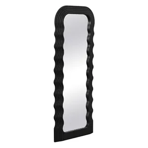 Oglindă de perete cu cadru ondulat, neagră, 46x110 cm – poza 4