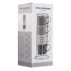 Set 4 cești cafea gri New Bone cu suport metalic 100ml – poza 5
