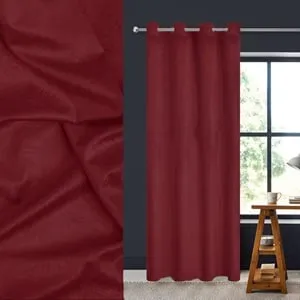Perdea Decorativa Catifelata Bordo cu Dungi Reliefate 140x260cm