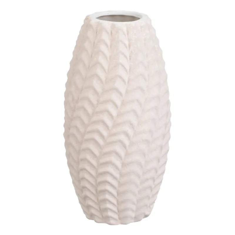 Vază Decorativă Ceramică Bej cu Model Reliefat
