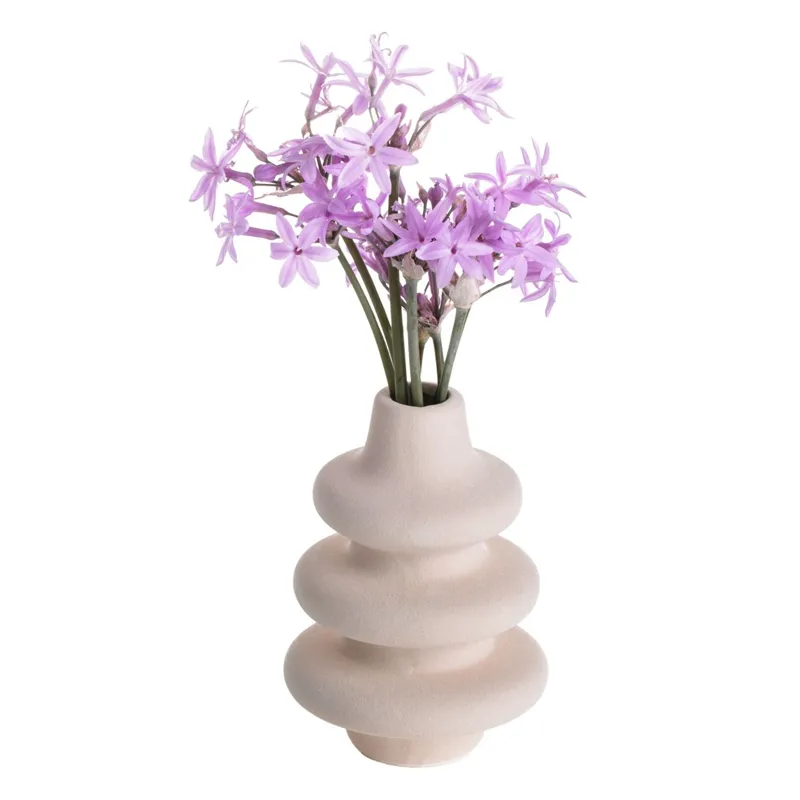 Vază Ceramică Mini Bej cu Formă de 3 Inele – poza 4