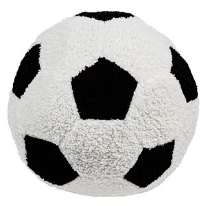 Pernă decorativă cu model minge de fotbal, alb/negru, Ø28 cm