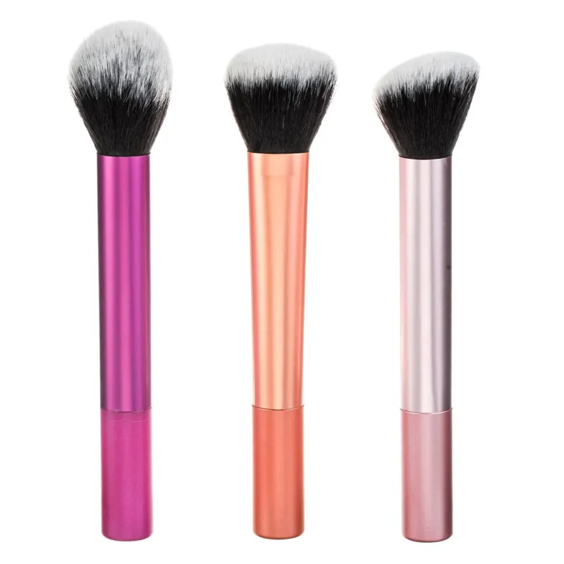 Set 3 Pensule de Machiaj cu Maner Metalic, 17 cm, Multicolor
