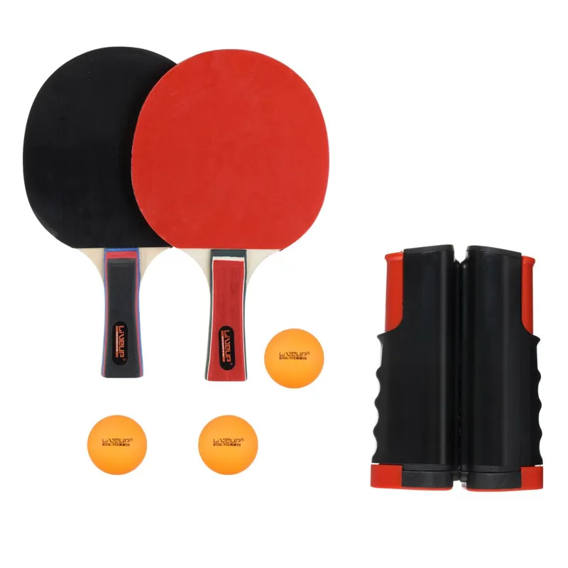 Set Tenis de Masă cu Fileu Pliabil, 6 Piese, pentru 2 Jucători