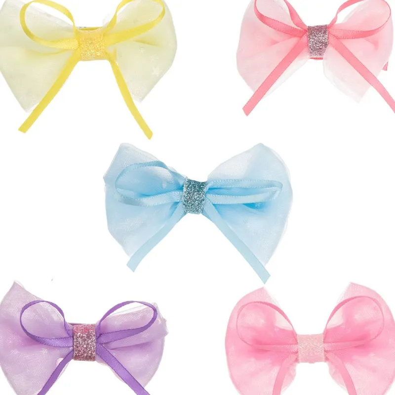 Set 5 Clame 3D cu Fundițe și Glitter pentru Copii, 6.5 cm, Multicolor – poza 3