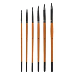 Set Pensule pentru Pictură cu Mâner din Lemn și Vârf Rotund, 6 Bucăți (Nr. 2 - Nr. 12)