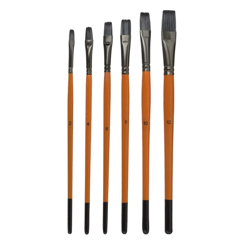 Set Pensule Pictură cu Vârf Plat, 6 Bucăți