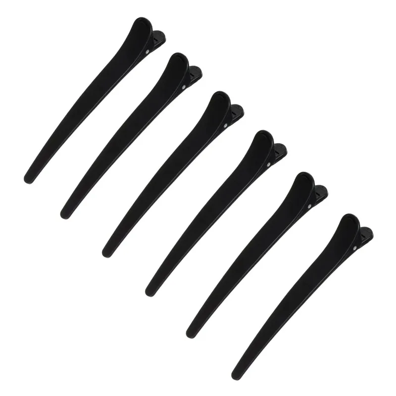 Clame de Par pentru Coafor, Negre Luciooase, 11 cm, Set de 6 bucati