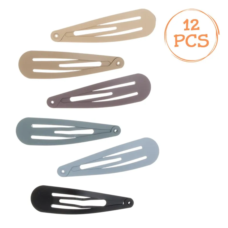 Set 12 Clame de Păr Metalice Matte, 6 cm, Multicolore