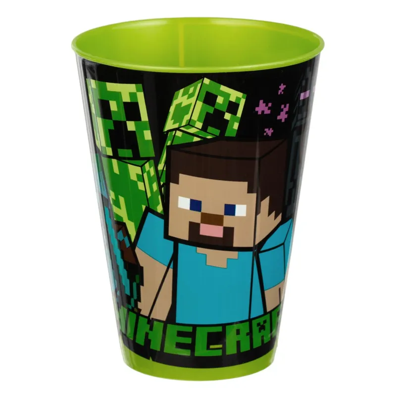 Pahar plastic cu mâner design Minecraft pentru copii