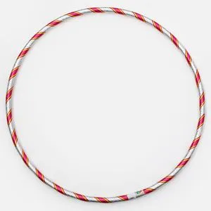 Cerc Hula Hoop cu Dungi Alb și Roșu, 60 cm, pentru Toate Vârstele