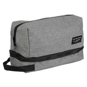 Geantă cosmetică gri cu 2 compartimente și fermoar, 24x13x17 cm