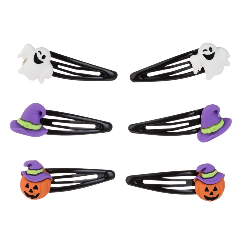 Set Clame Păr Halloween Multicolor Fantomă Pălărie Vrăjitoare Dovleac Metal Plas