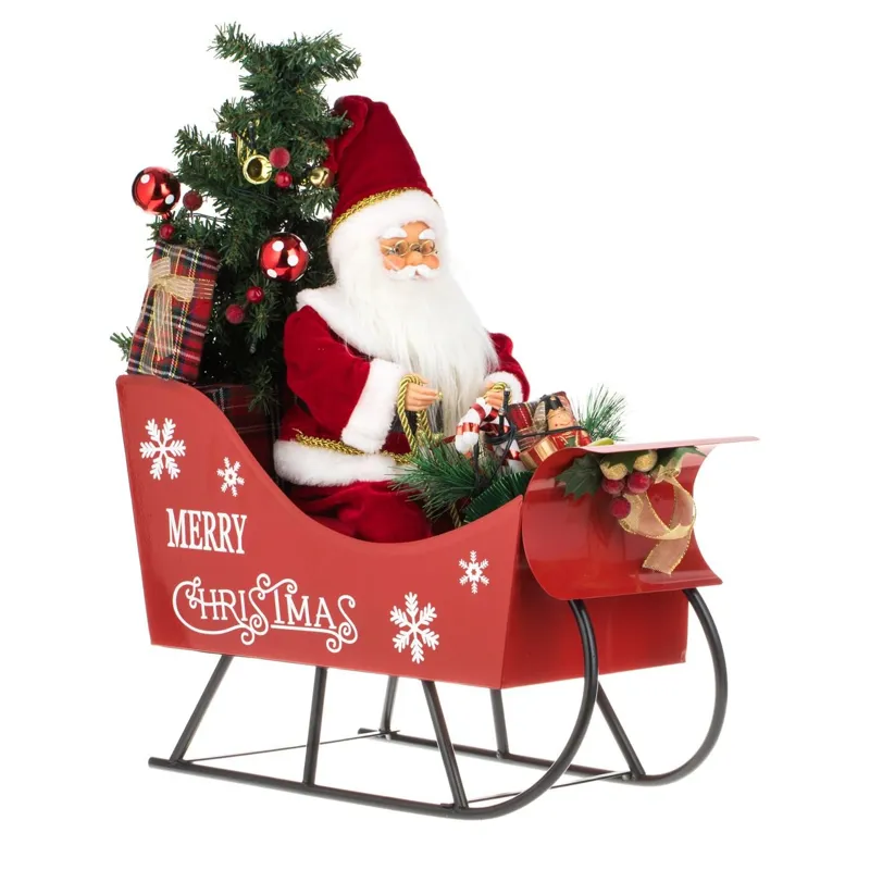 Figură Decorativă Crăciun Sanie Moș Crăciun cu Iluminare LED 49cm