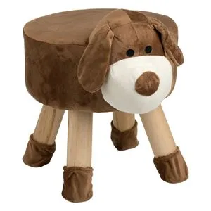 Taburet pentru copii cu design câine, maro, 30x41x3 cm