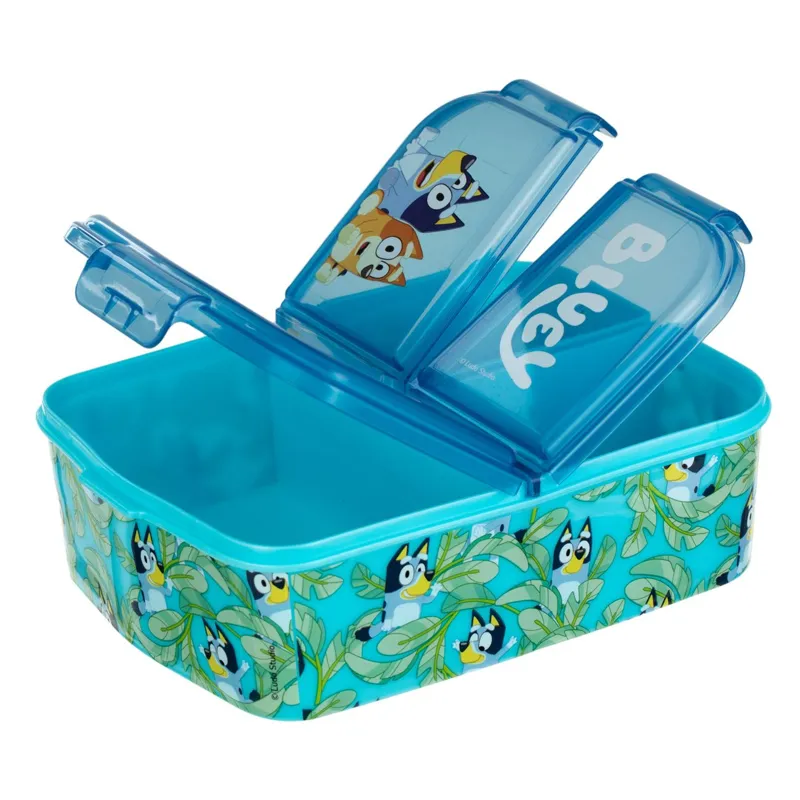 Caserolă din plastic cu 3 compartimente, albastră, design Bluey, 790 ml – poza 3