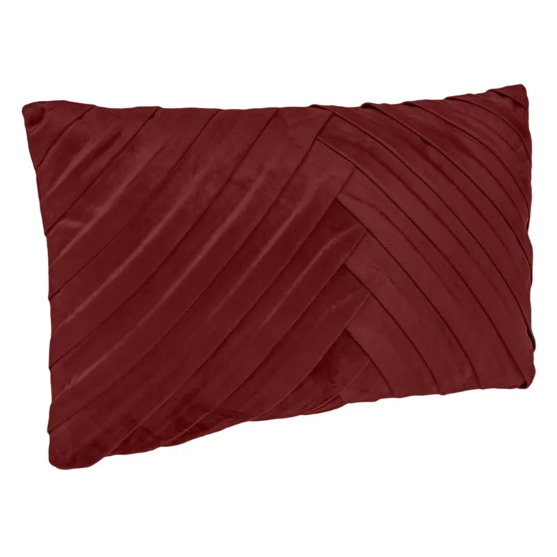 Perna Decorativa Velvet Bordo cu Dungi Reliefate pentru Canapea