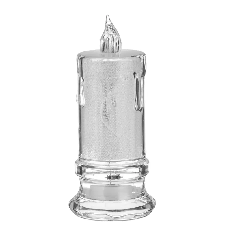 Lumanare decorativa LED cu model picaturi, transparenta, Ø4,5x11cm, lumina calda