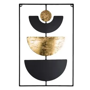 Tablou Metalic Negru și Auriu cu Ciclul Lunar 40x60cm